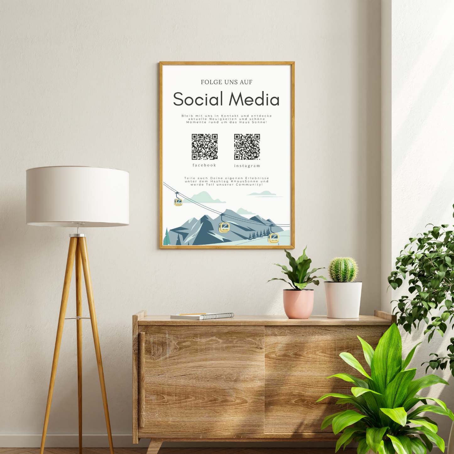 Social Media-Schild | Druckdatei für dein Haus mit deinen QR Codes