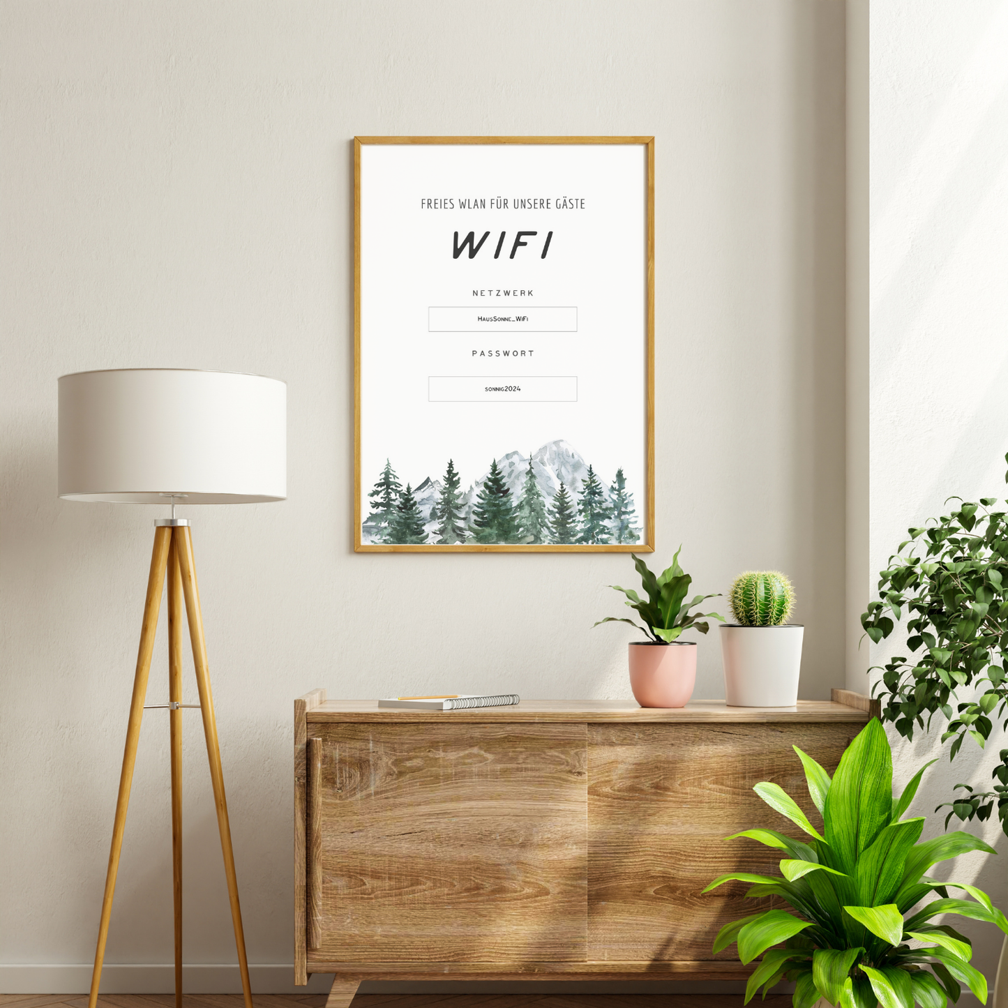 Wifi-Schild | Druckdatei für dein Haus mit eigenen Texten