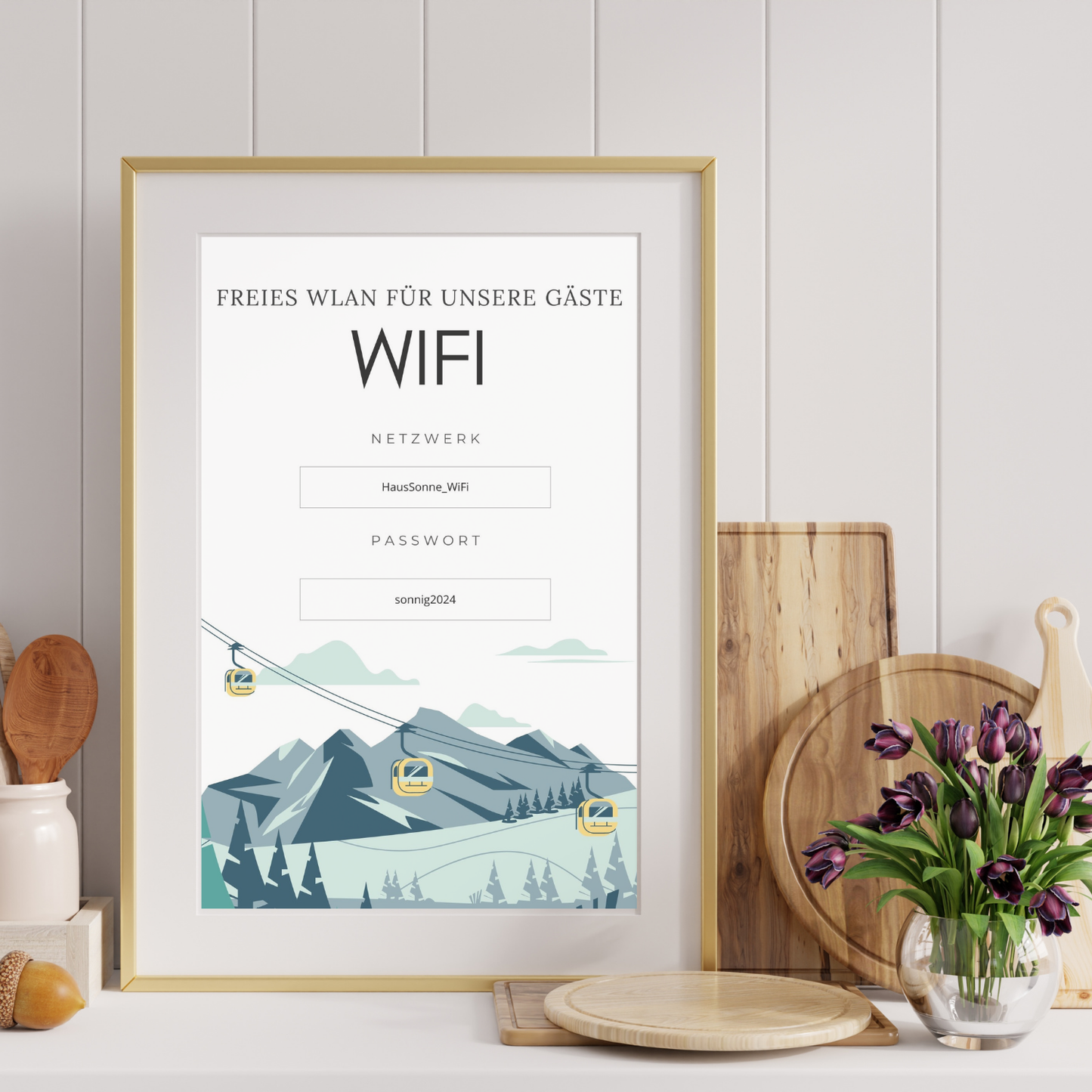 Wifi-Schild | Druckdatei für dein Haus mit eigenen Texten
