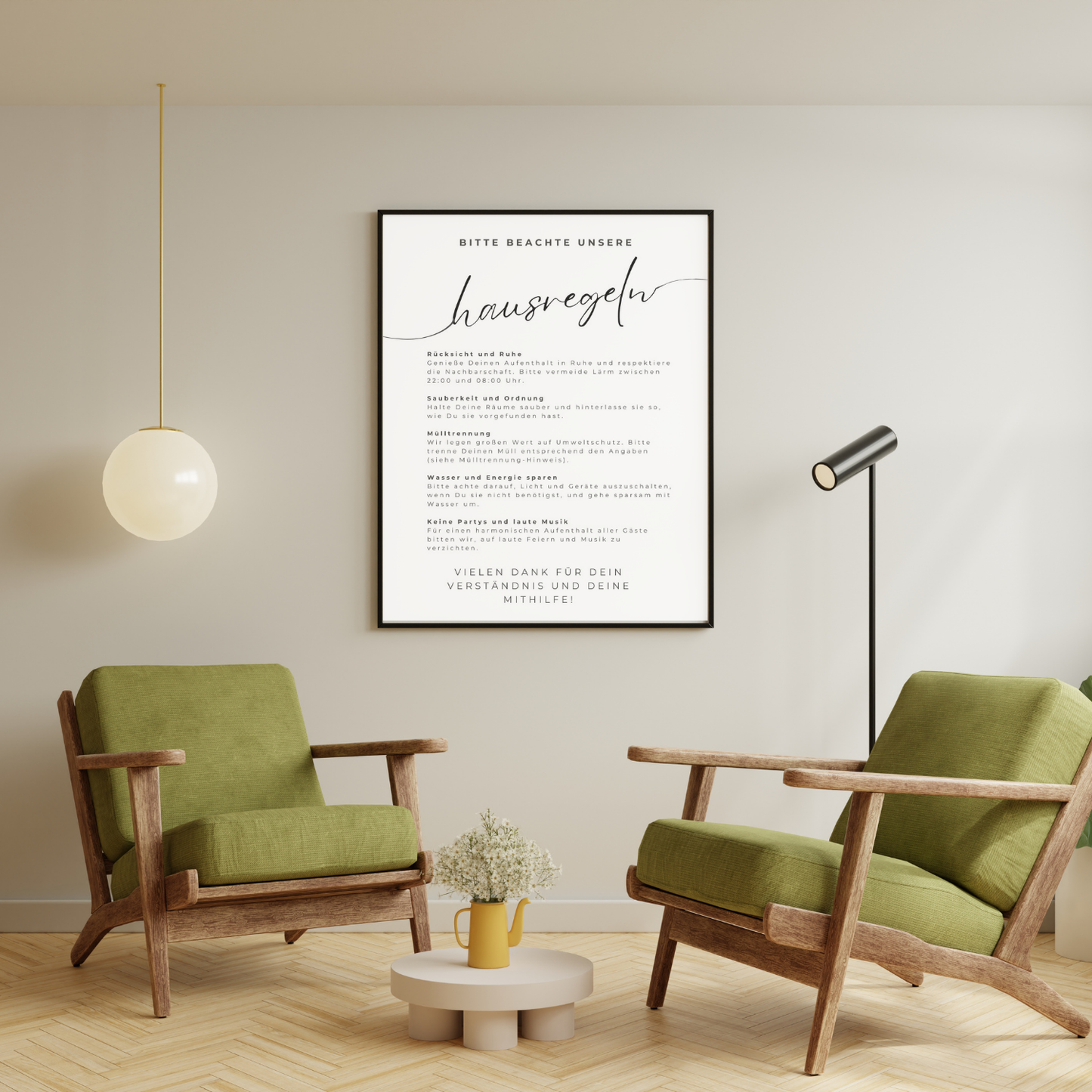Hausregeln-Schild | Druckdatei für dein Haus mit eigenen Texten