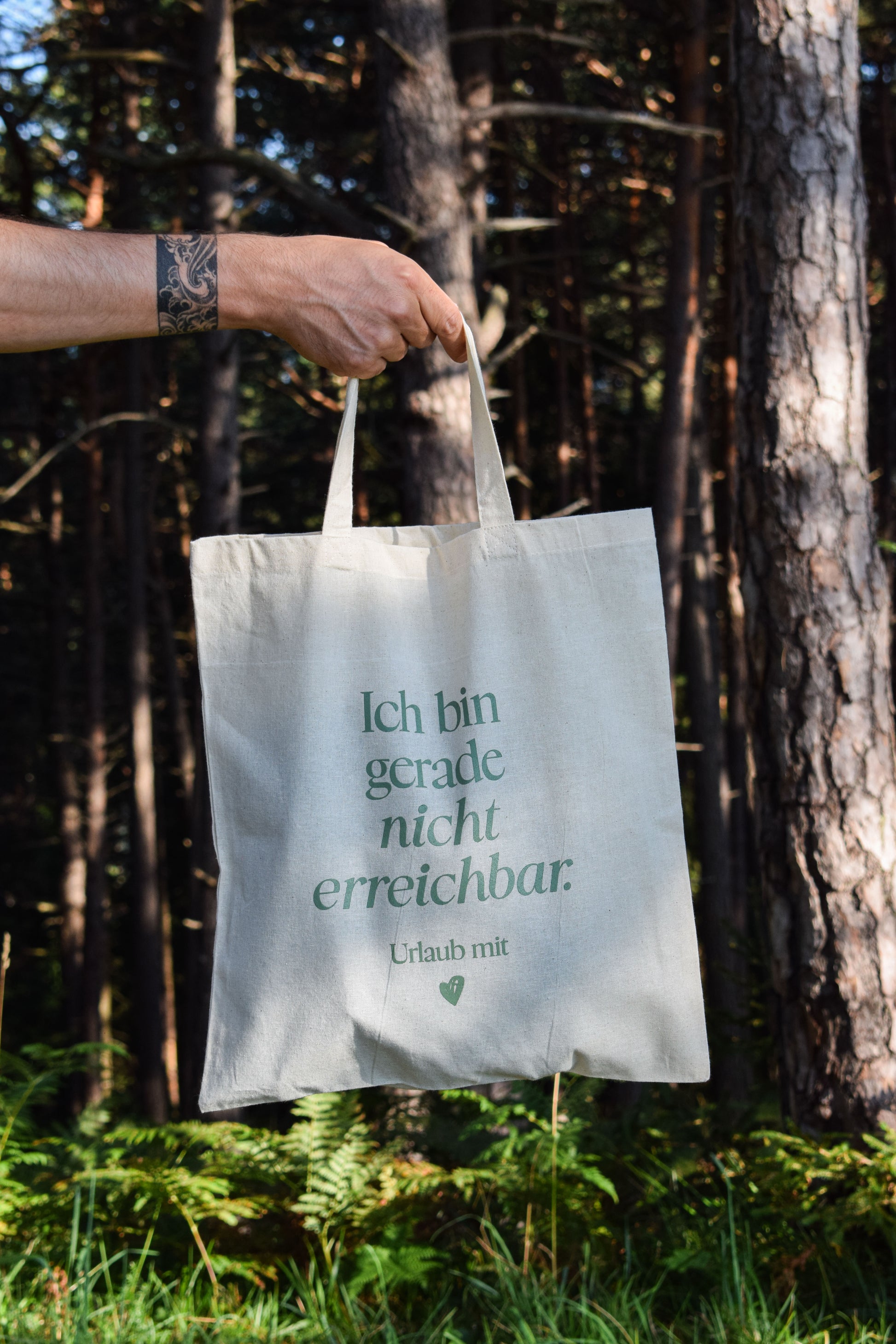 Bedruckte Stofftasche für Vermieter als Gästetasche und Brötchenservice in Ferienwohnung und Ferienhaus, Aufdruck „Ich bin gerade nicht erreichbar."